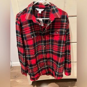 Long-Sleeve Plaid Flannel
Boyfriend Tunic Shirt for Women NWT